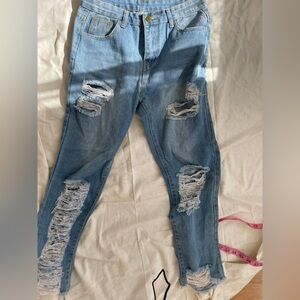 Custom made Distressed Blue Denim Jeans